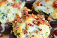 Irresistible Bacon Spinach and Four Cheese Stuffed Mushrooms