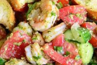 Bright Shrimp Panzanella with Zesty Pesto