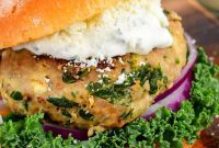Mediterranean Kale and Feta Turkey Burgers