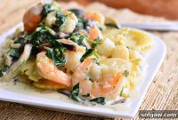 Ocean and Garden Ravioli in Rich Garlic Cream