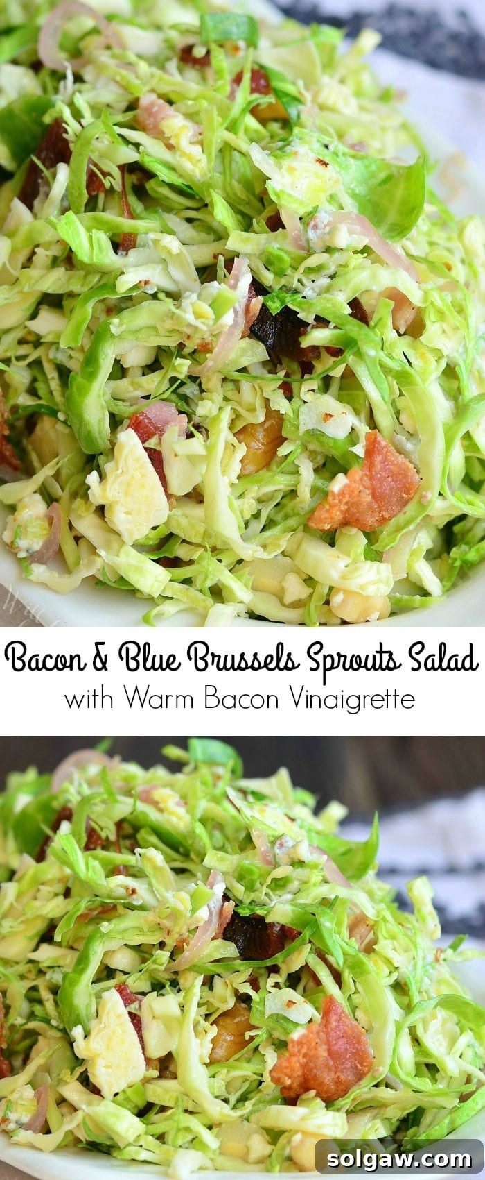 Crispy Bacon, Blue Cheese, and Roasted Brussels Sprouts Salad 7 Elegant serving of Bacon and Blue Cheese Brussels Sprouts Salad