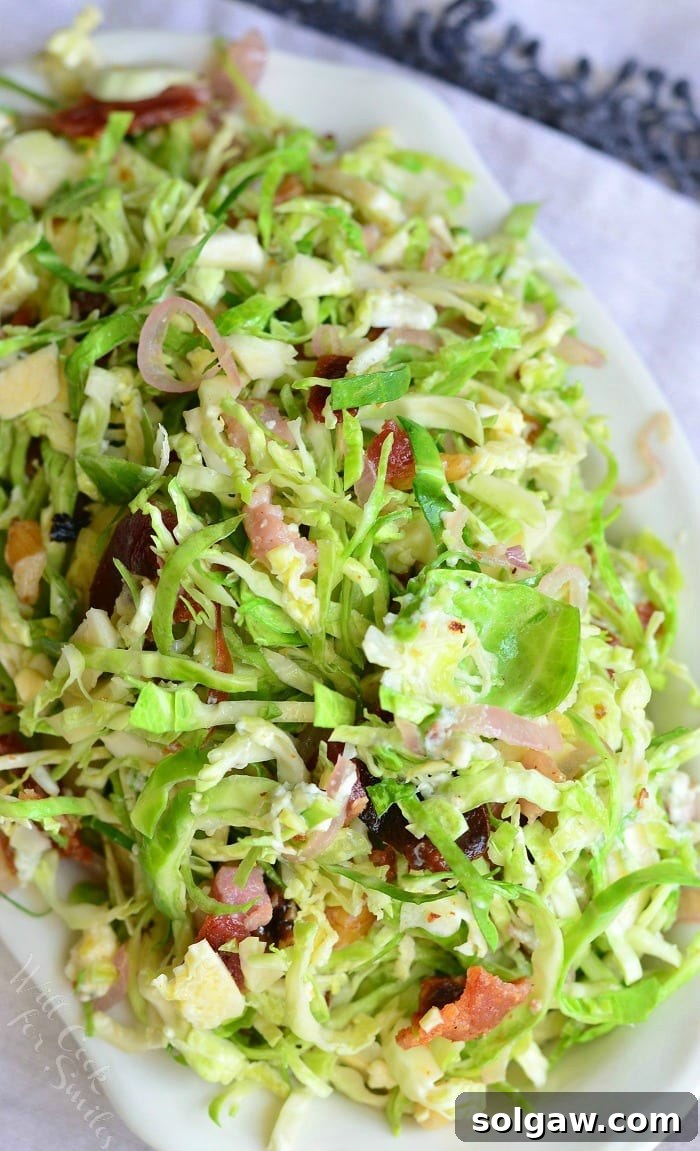 Crispy Bacon, Blue Cheese, and Roasted Brussels Sprouts Salad 3 Close-up of Bacon and Blue Cheese Brussels Sprouts Salad