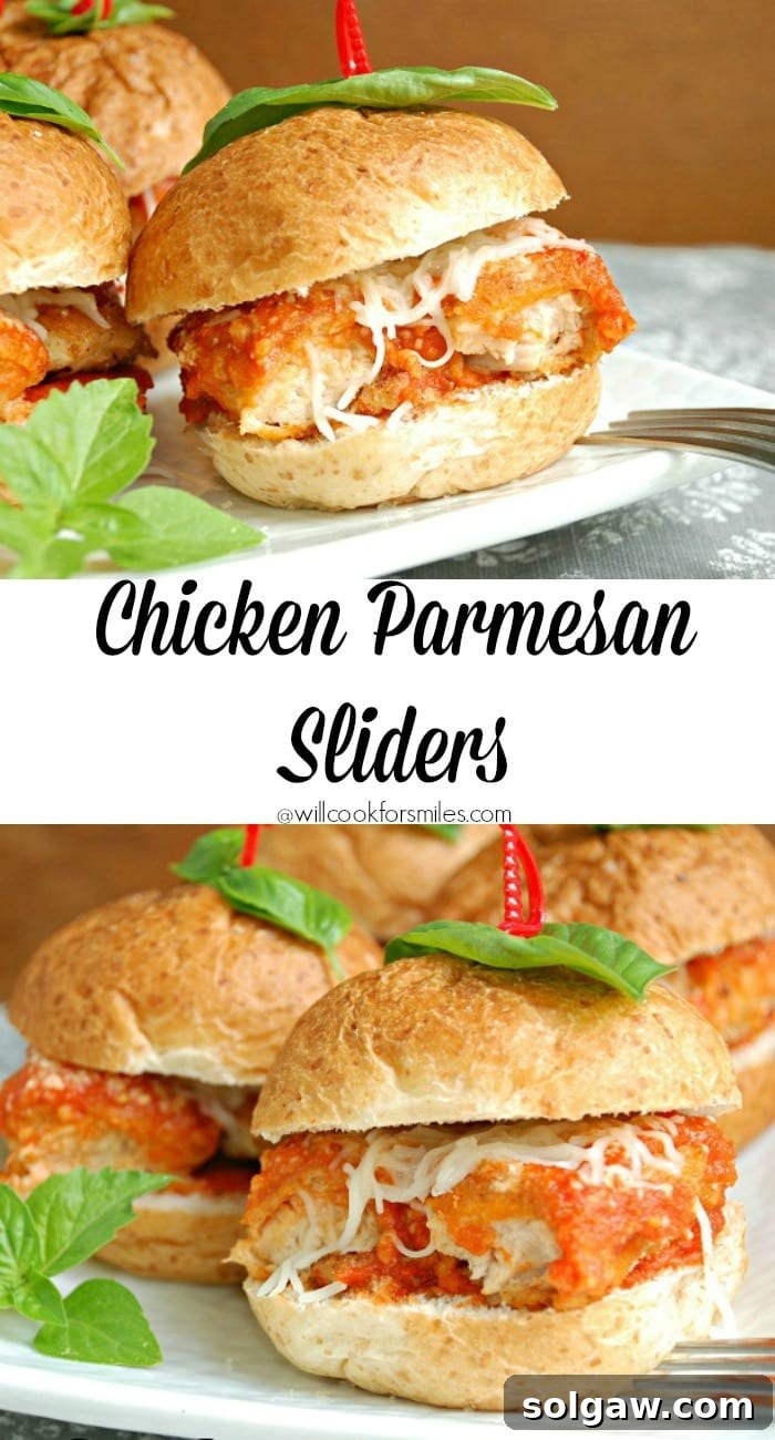 Collage showing easy Chicken Parmesan Sliders
