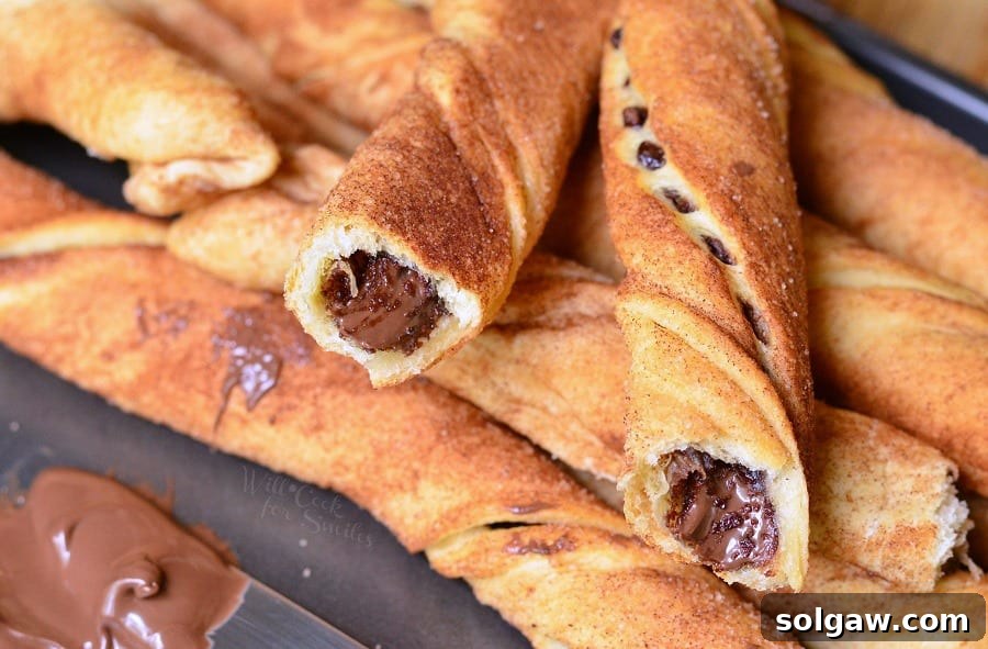 Chocolate Hazelnut Cinnamon Twists on a baking dish 