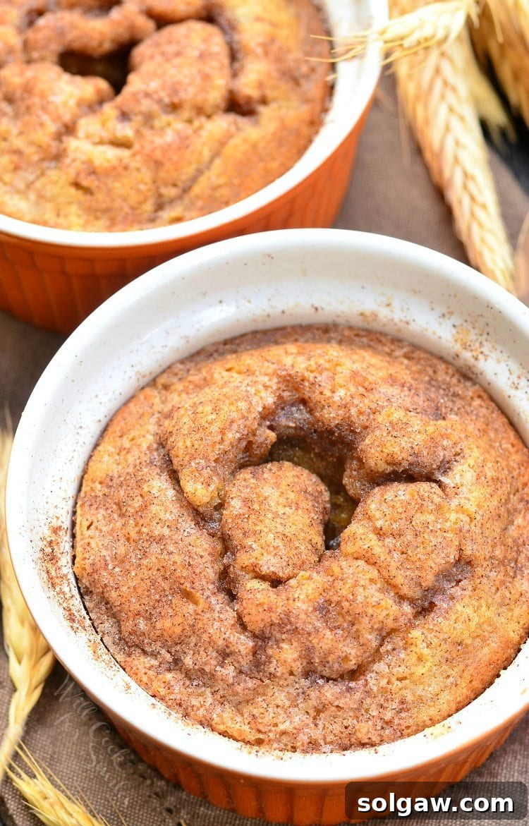 Pumpkin Spice Blondies in a ramekin top view