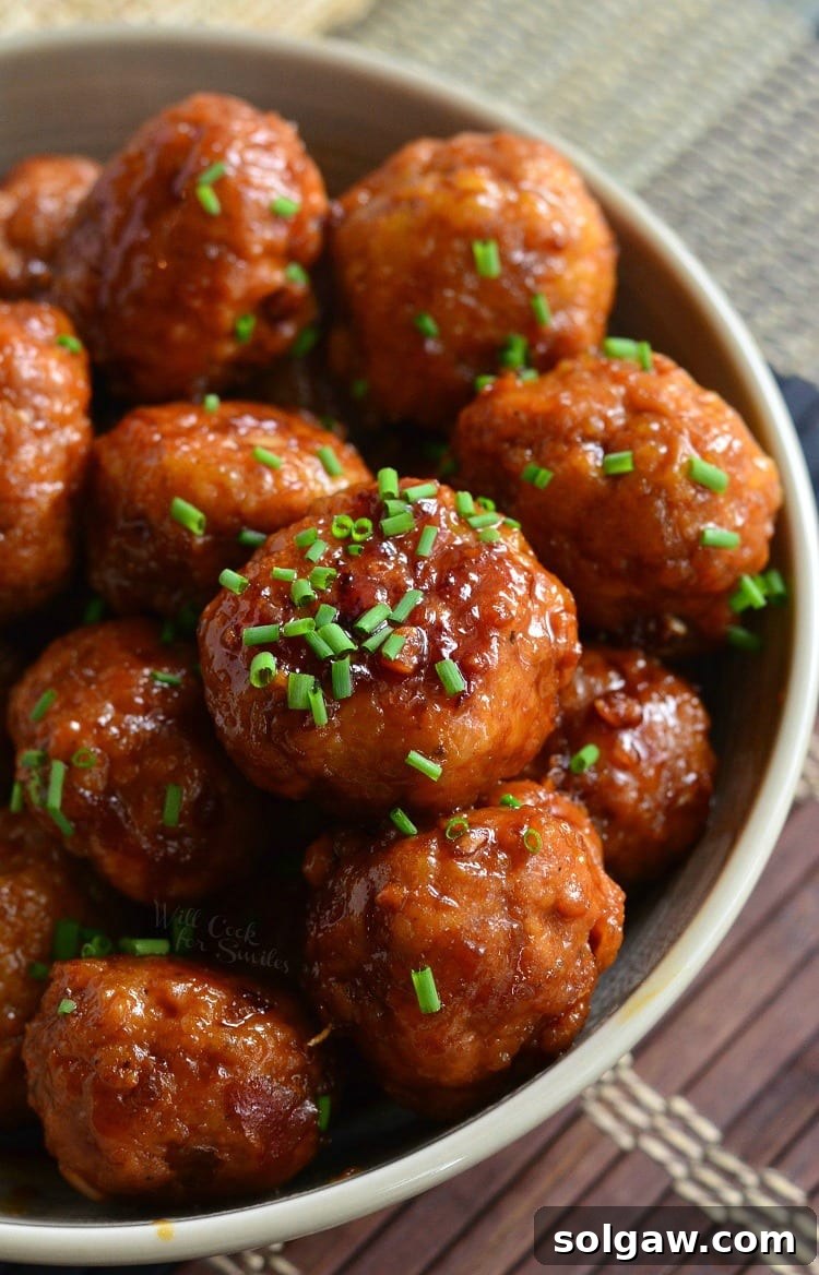 Close-up of a single Honey Garlic Teriyaki Chicken Meatball