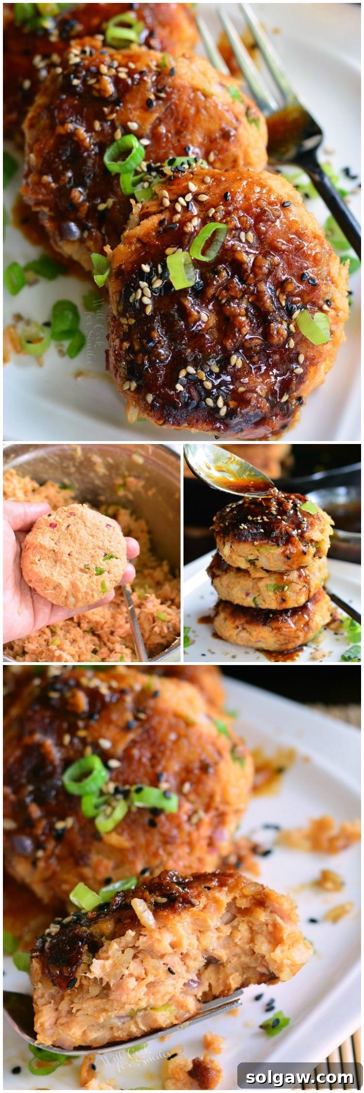 Teriyaki Rice and Salmon Patties. These outstanding salmon patties are soft, flaky, and packed with flavors. They are made with rice and teriyaki flavors inside as well as an easy teriyaki sauce for dipping.