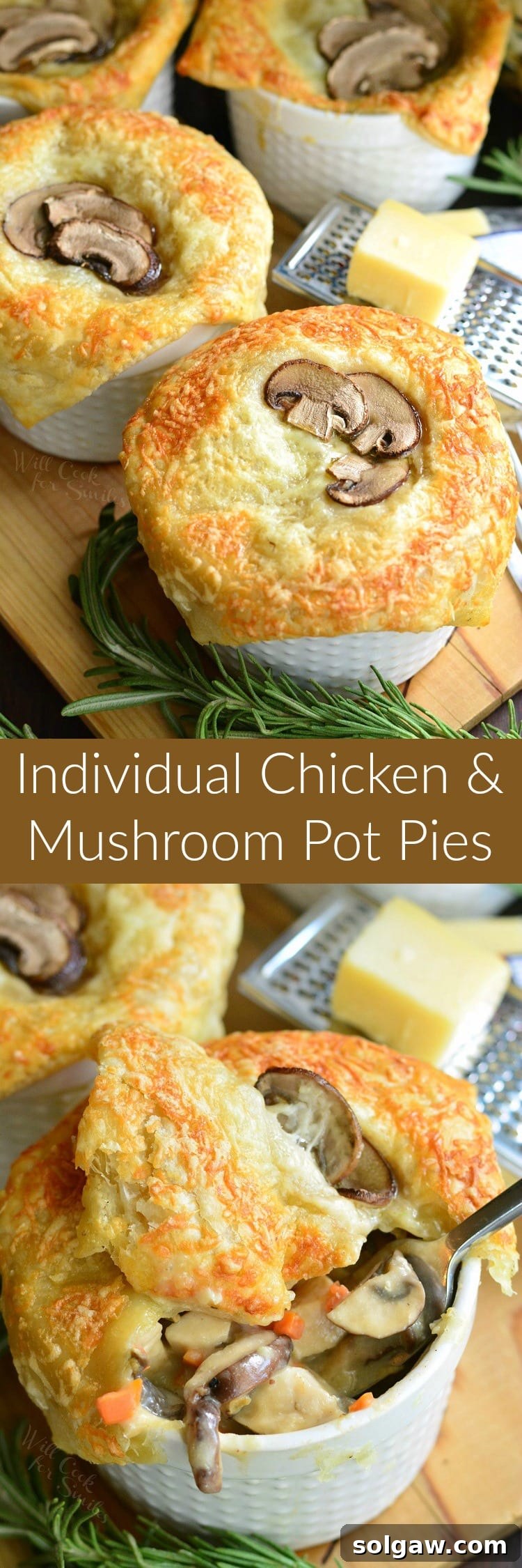 Rich and Creamy Personal Chicken Mushroom Pot Pies 5 chicken pot pies