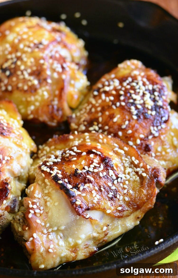 Sesame Roasted Chicken Thighs | from willcookforsmiles.com