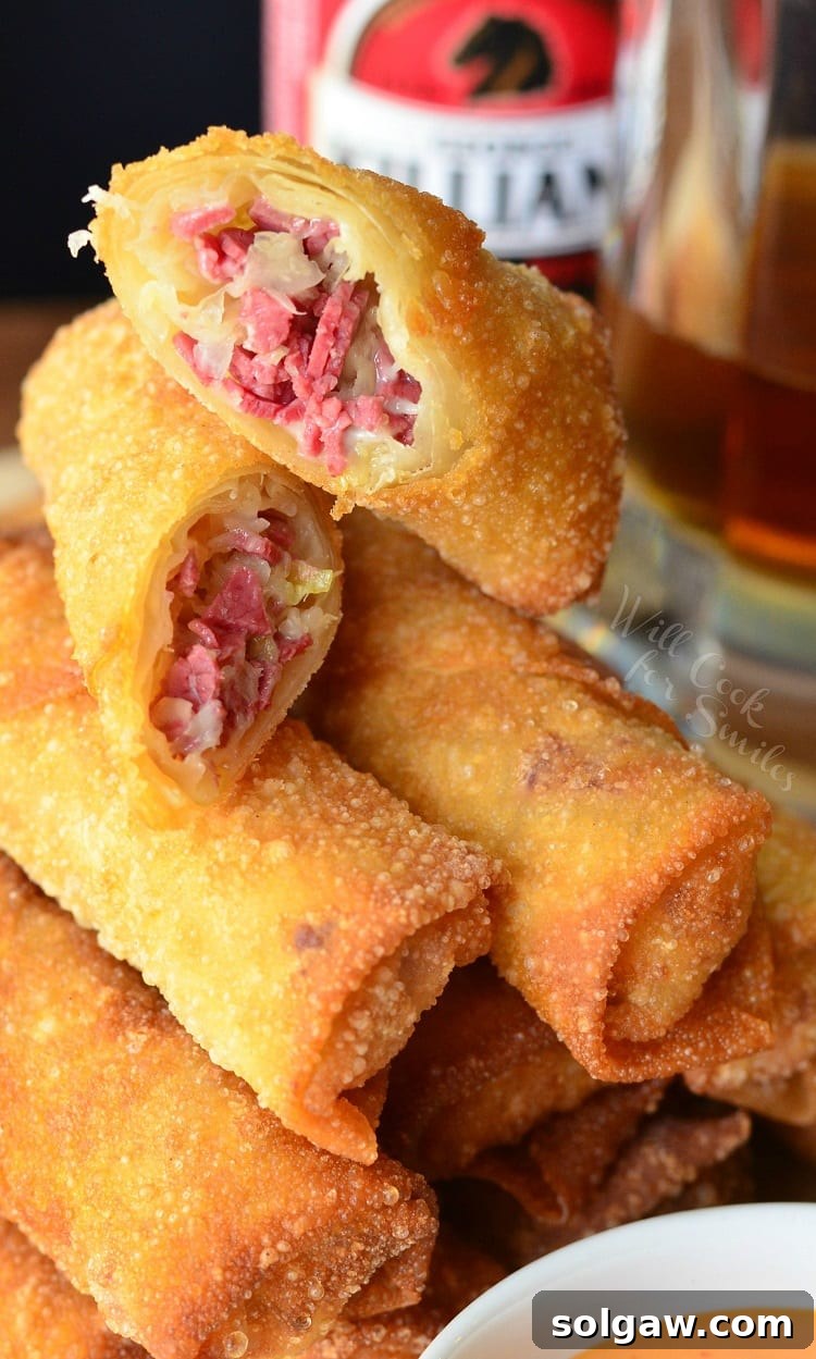 Reuben Egg Rolls | from willcookforsmiles.com