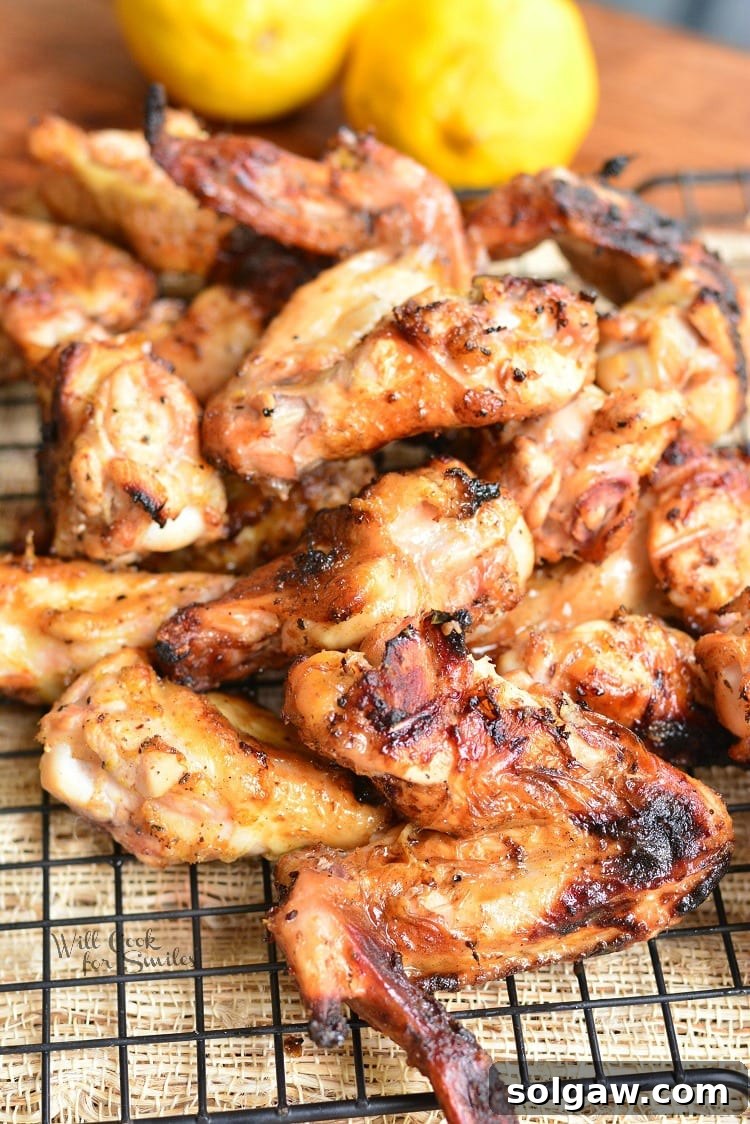 Close-up of grilled chicken wings ready to serve