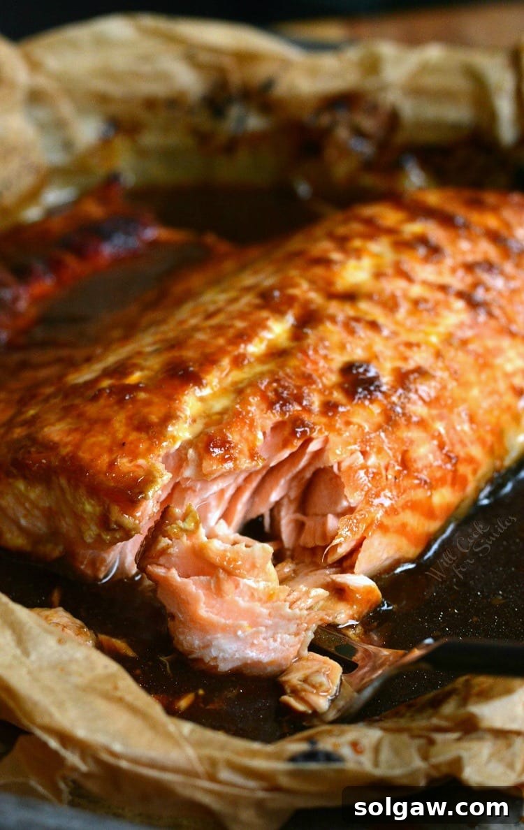Simple Zesty Orange Salmon 5 4-Ingredient Orange Salmon in butcher paper on a baking sheet