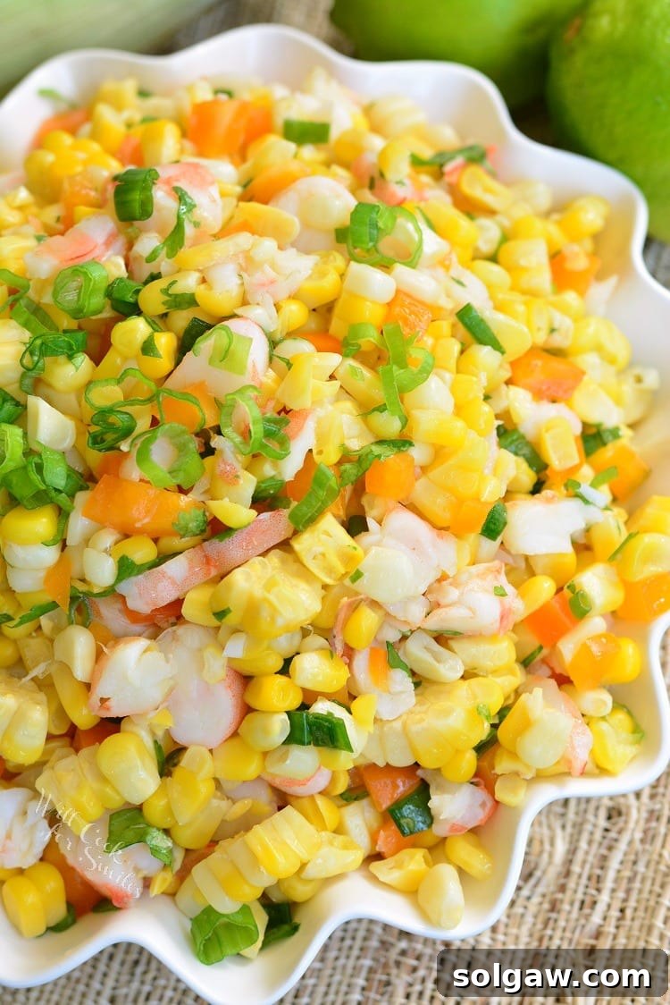 Cilantro Lime Shrimp Corn Salad in a bowl 