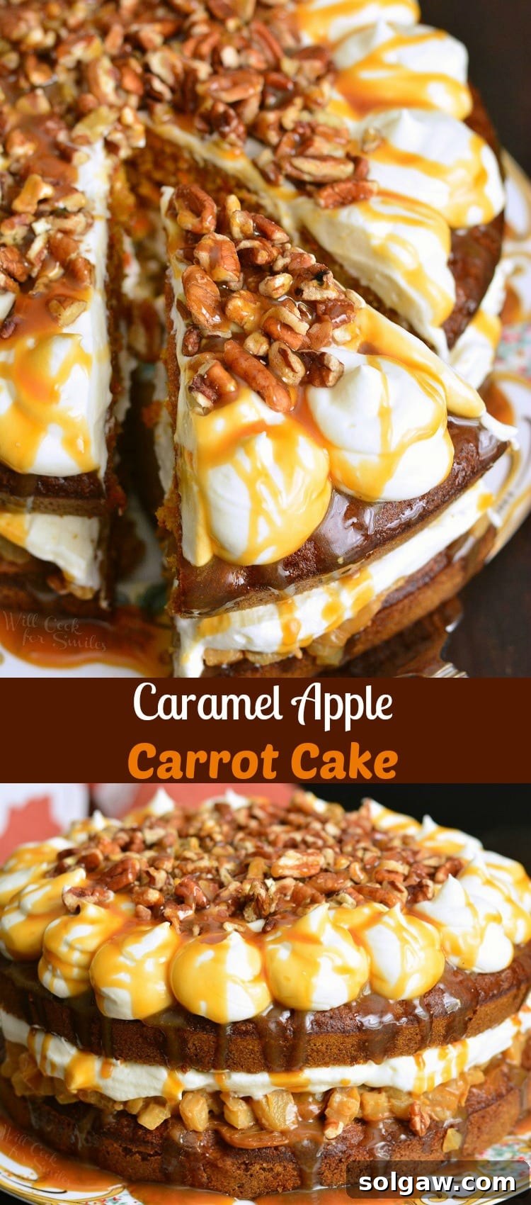 Decadent Apple Caramel Carrot Cake 3 Caramel Apple Carrot Cake collage