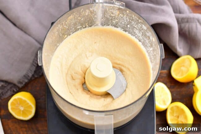 Hummus has been thoroughly blended.