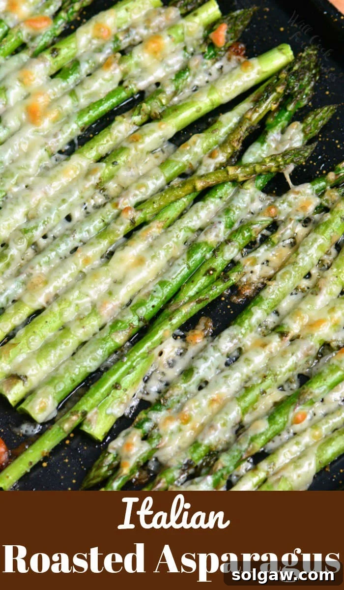 Zesty Italian Roasted Asparagus 8 Italian Roasted Asparagus is a simple side dish that will be ready in less than 20 minutes. It's made with addition of Italian flavors like oregano, parsley, and Parmesan cheese. #sidedish #sides #asparagus #roasted #parmesan