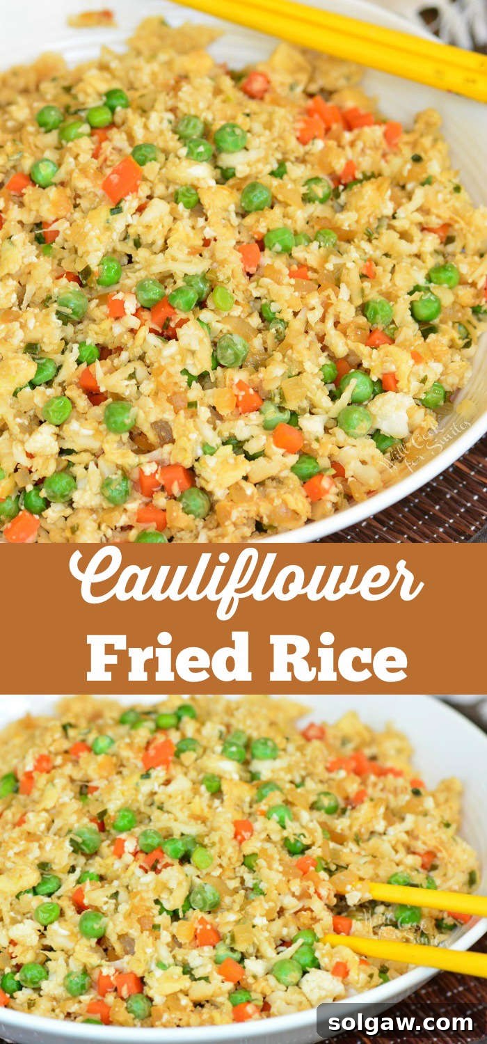 Easy Cauliflower Fried Rice in a bowl collage 