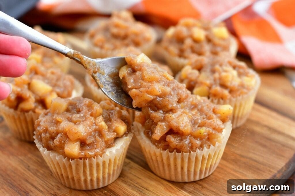 Spiced Apple Cheesecake Bites 7 making mini cheesecake recipe by spooning apple pie filling onto the individual desserts