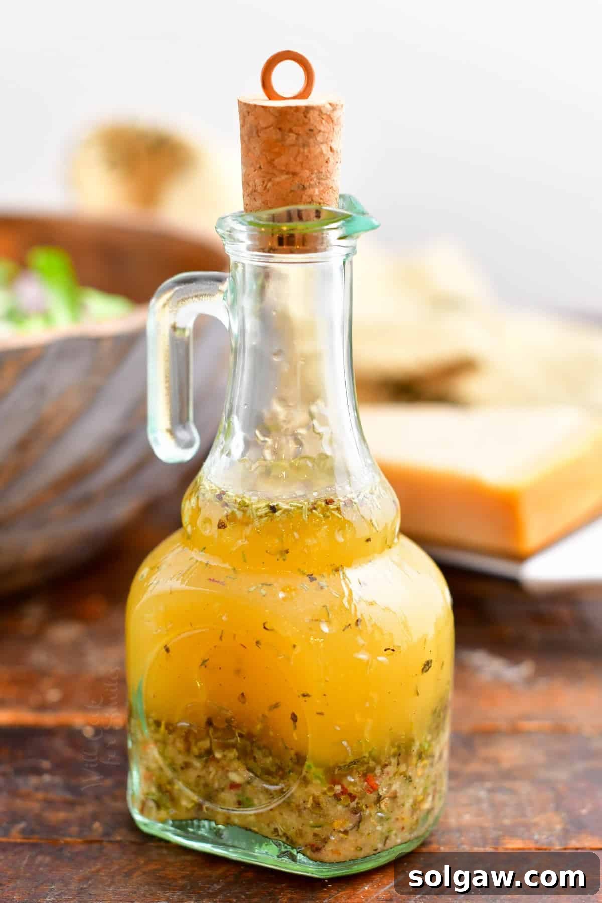 Zesty Italian Vinaigrette 9 Italian vinaigrette dressing in glass bottle