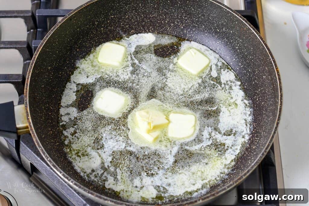 Homemade Poutine Perfection 8 melting butter in a large deep pan