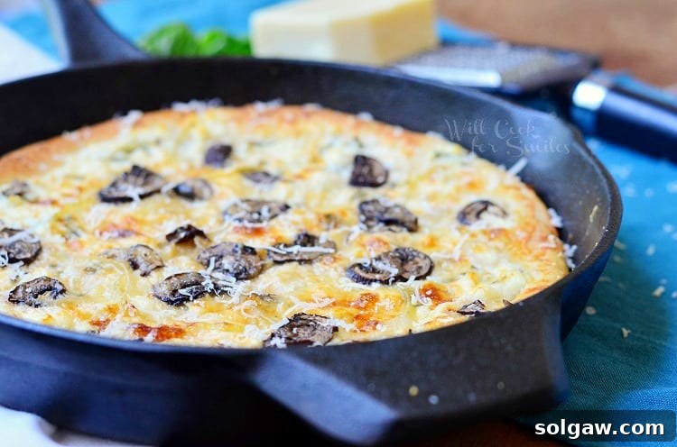 Prepared Asiago Mushroom and Onion White Pizza Skillet
