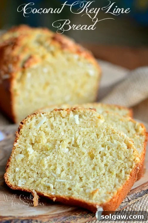 Sun-Kissed Coconut Key Lime Loaf 2 Coconut Key Lime Bread slices on a table