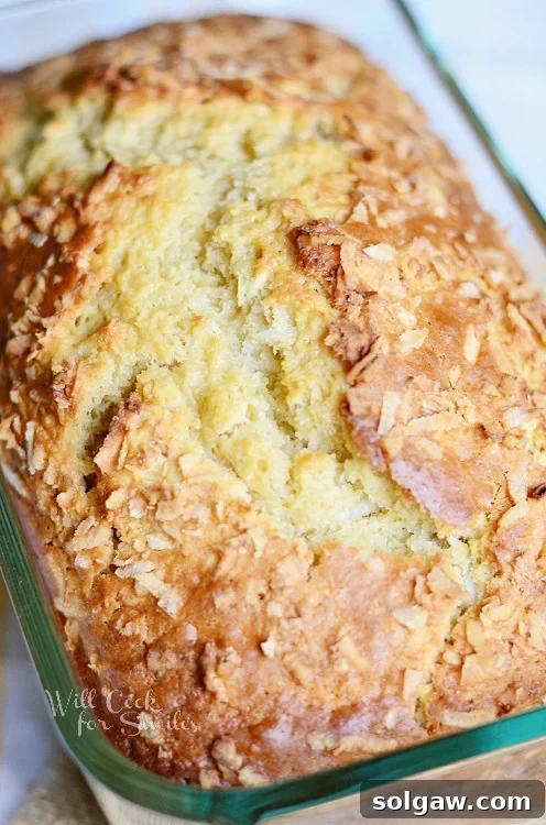 Sun-Kissed Coconut Key Lime Loaf 7 Coconut Key Lime Bread in a glass bread pan
