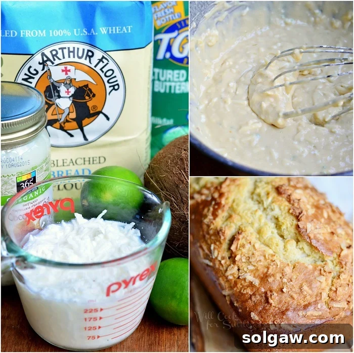 Sun-Kissed Coconut Key Lime Loaf 4 Coconut Key Lime Bread collage