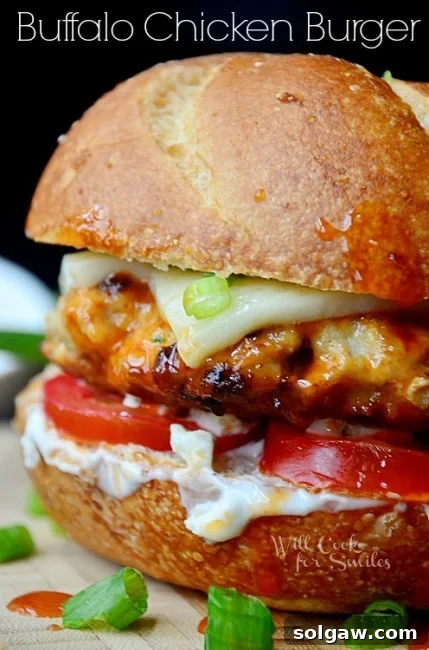 Delicious Buffalo Chicken Burger on a bun.
