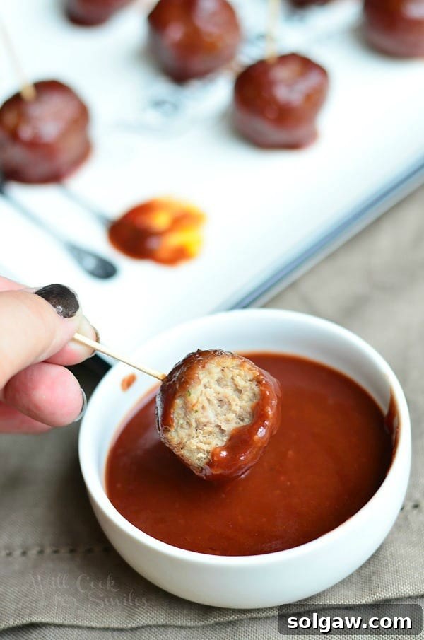Close-up of baked Meatballs in Red Wine Sauce