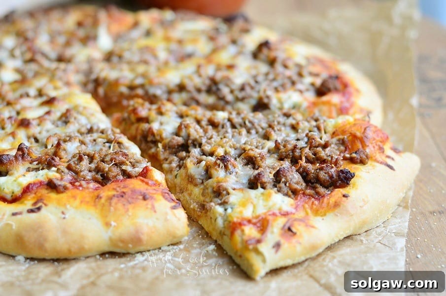 Delicious Lasagna Pizza with generous toppings