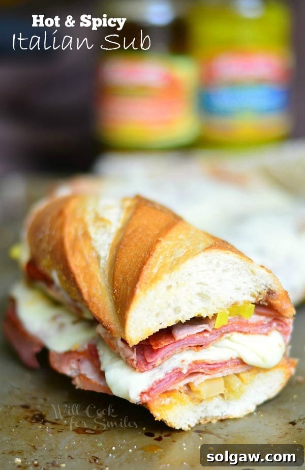 Hot & Spicy Baked Italian Sub with melted cheese