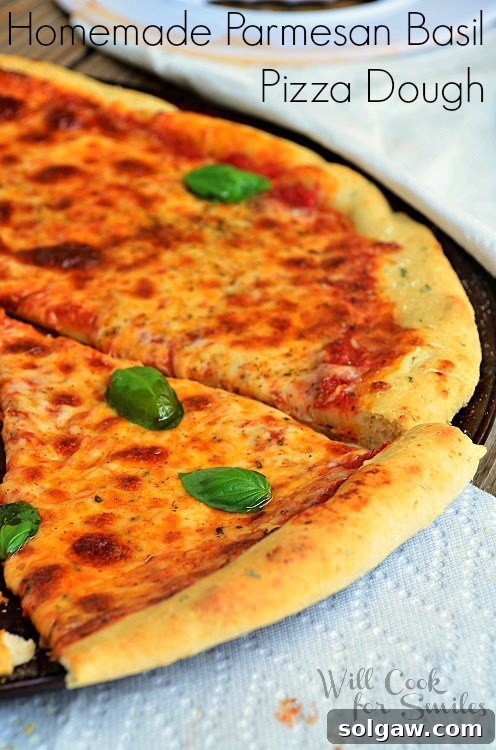 Homemade Parmesan Basil Pizza Dough, ready for toppings