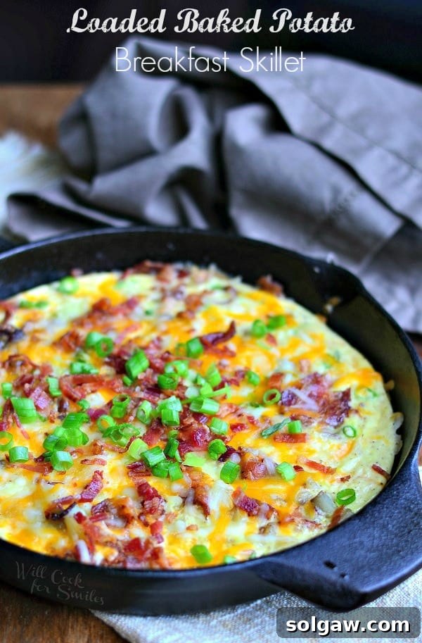Loaded Baked Potato Breakfast Skillet - a hearty breakfast idea from willcookforsmiles.com