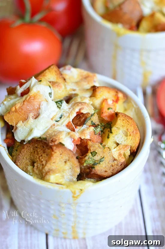 Savory Tomato Basil Bread Pudding - a unique savory breakfast or brunch dish