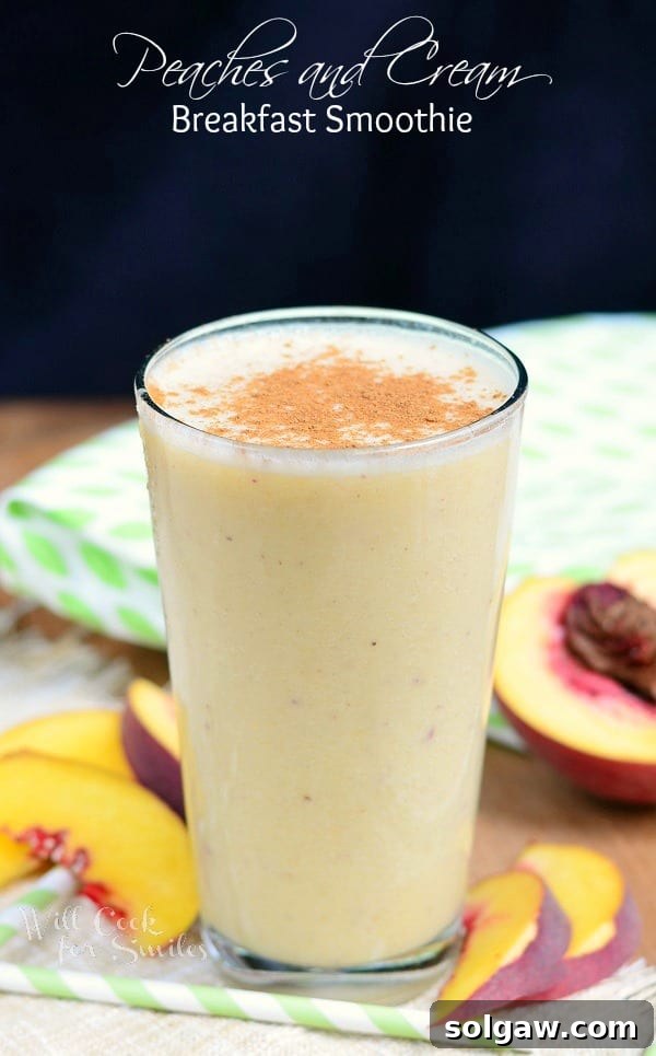 Peaches and Cream Breakfast Smoothie - a quick and healthy breakfast option