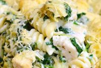 Creamy Chicken Spinach Artichoke Pasta Bake
