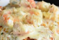 Golden Crispy Chicken with Velvety Fontina Shrimp Sauce