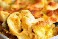 Fiery Triple Cheese Pumpkin Tortellini Casserole