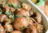 White Wine Braised Mushrooms with Garlic and Sage