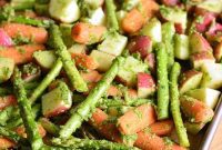 Vibrant Pesto Roasted Root and Spear Medley