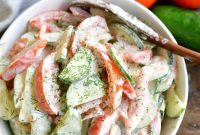 Summer Creamy Cucumber Tomato Salad