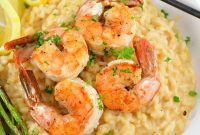 Zesty Lemon Risotto with Cracked Pepper Shrimp