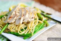 Zesty Lemon-Herb Chicken Linguine with Asparagus and Snow Peas