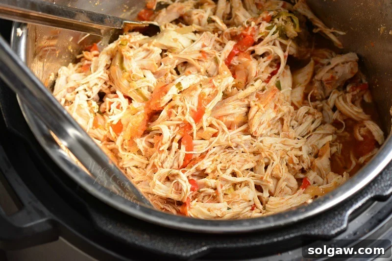 Fiesta Slow Cooker Salsa Chicken 5 cooked salsa chicken and shredded in Instant Pot