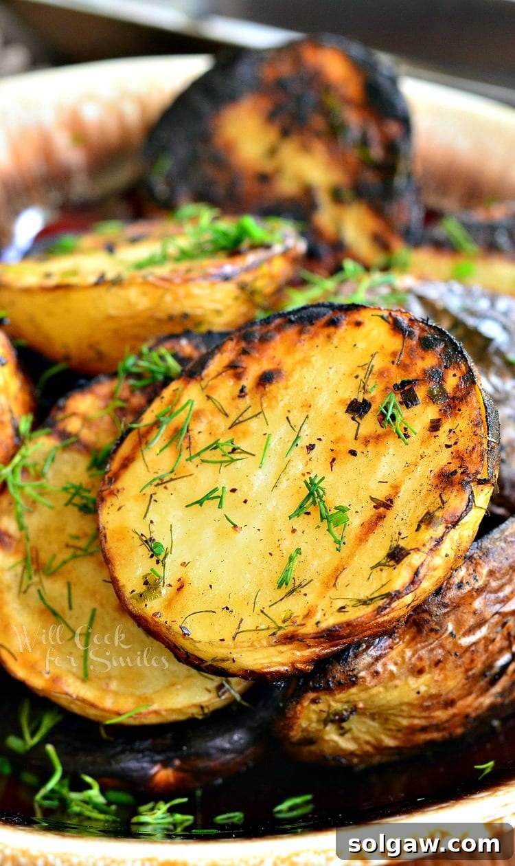 Herbed Grilled Potatoes in a brown bowl