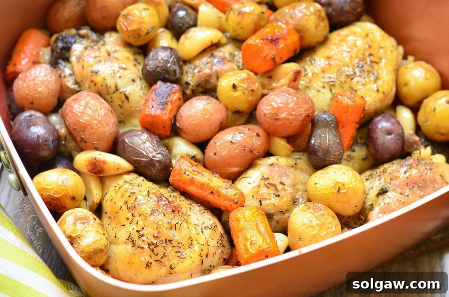 Chicken Drumsticks, garlic, potatoes, and carrots in a pan