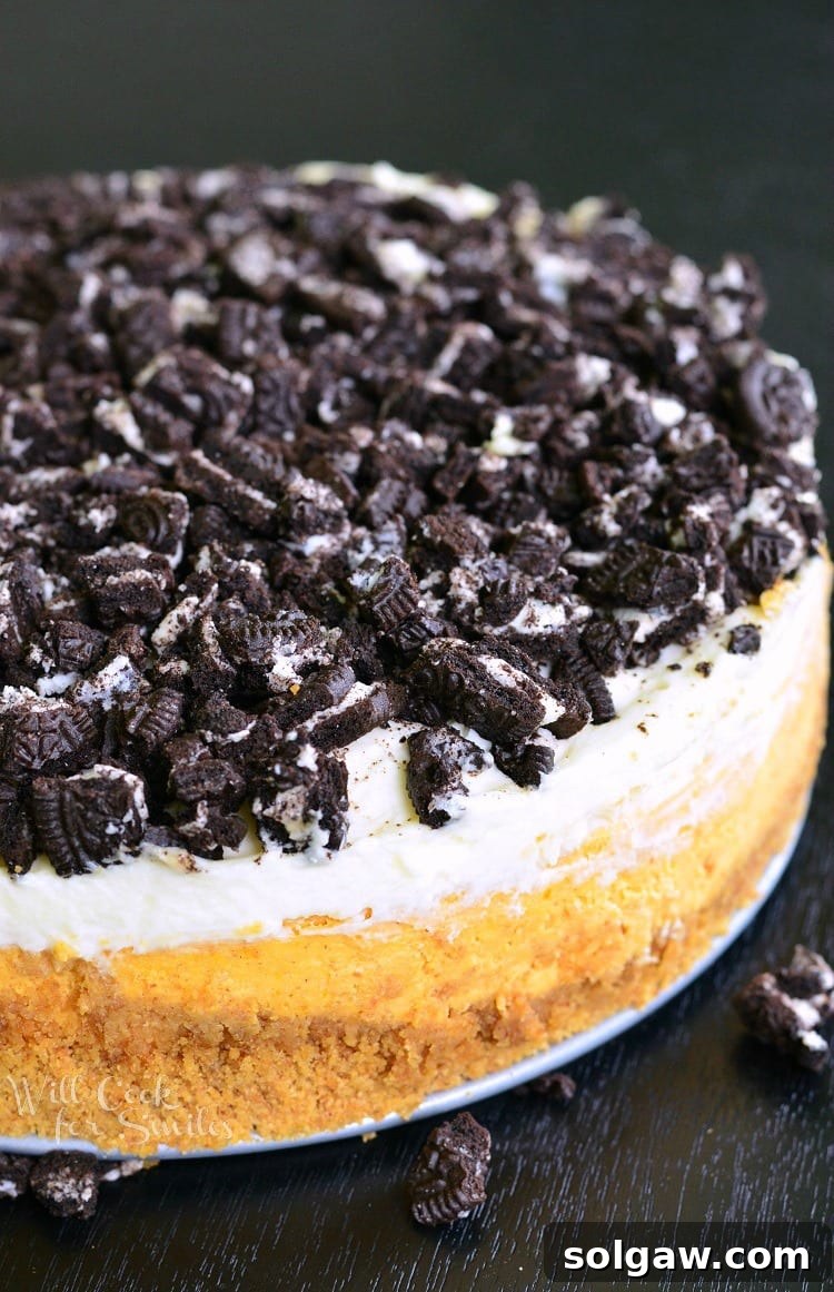 Decadent Layered Oreo Pumpkin Cheesecake 5 Layered Oreo Pumpkin Cheesecake
