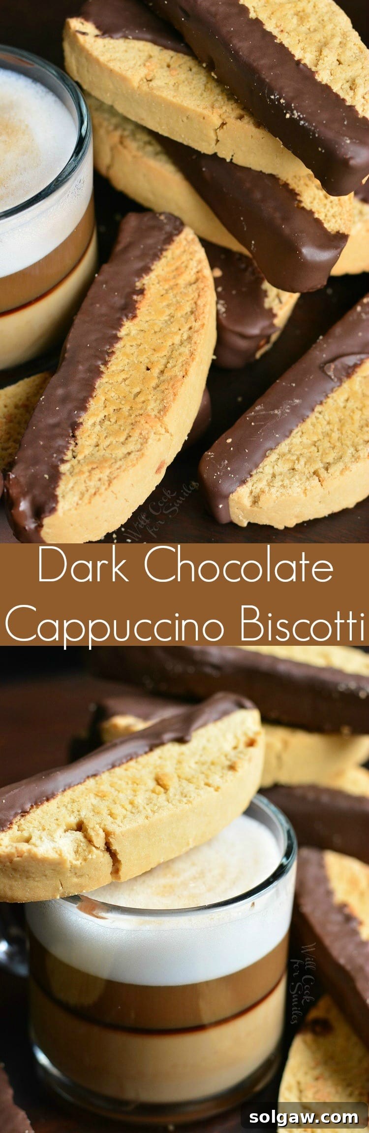 Dark Chocolate Cappuccino Biscotti collage