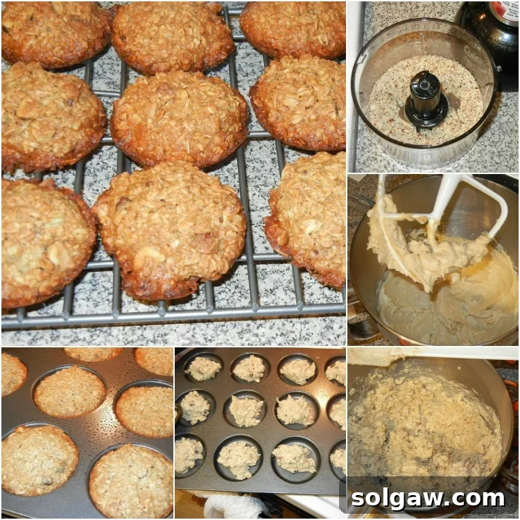 Detailed process shots of mixing ingredients for oatmeal cookies